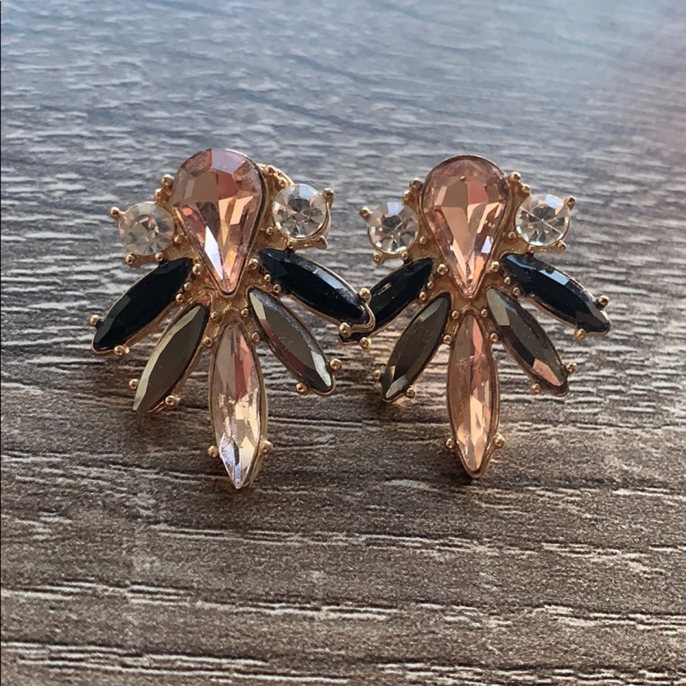 Beautiful black, pink, & silver earrings